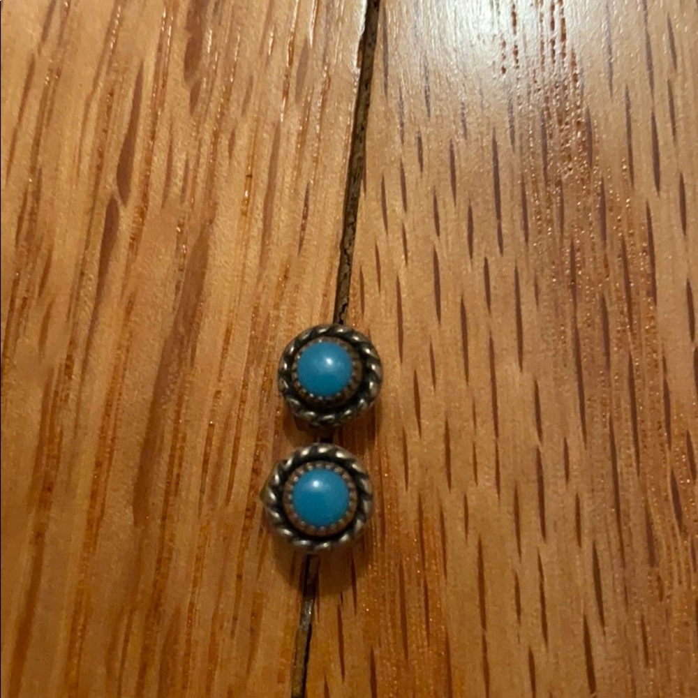 Vintage Sterling Silver and Turquoise Stud Earring
